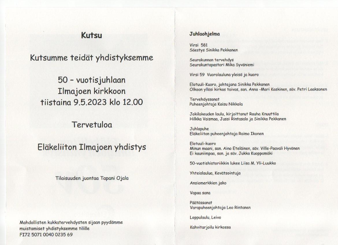 50-vuotisjuhlan ohjelma
