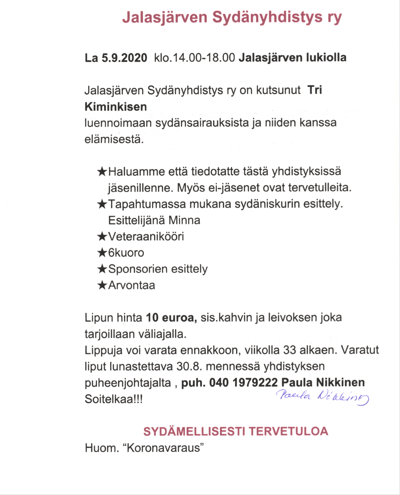 Sydänyhdistyksen kutsu