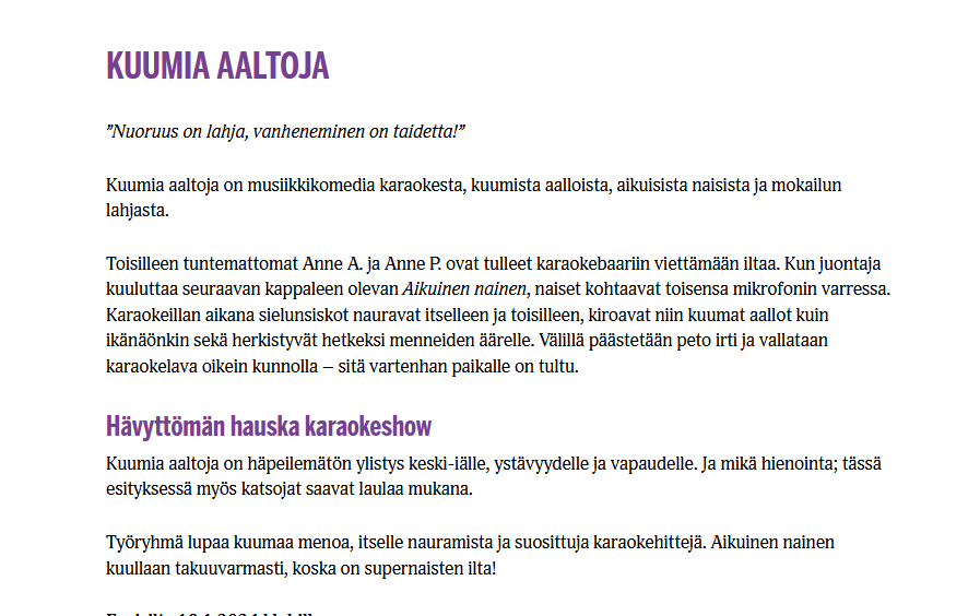 teatterin mainos