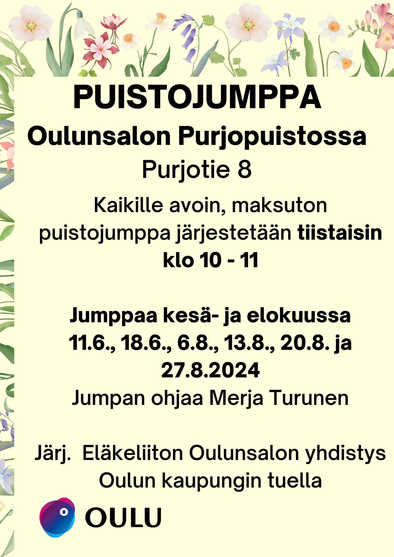 Puistojumppa Oulunsalon Purjopuistossa