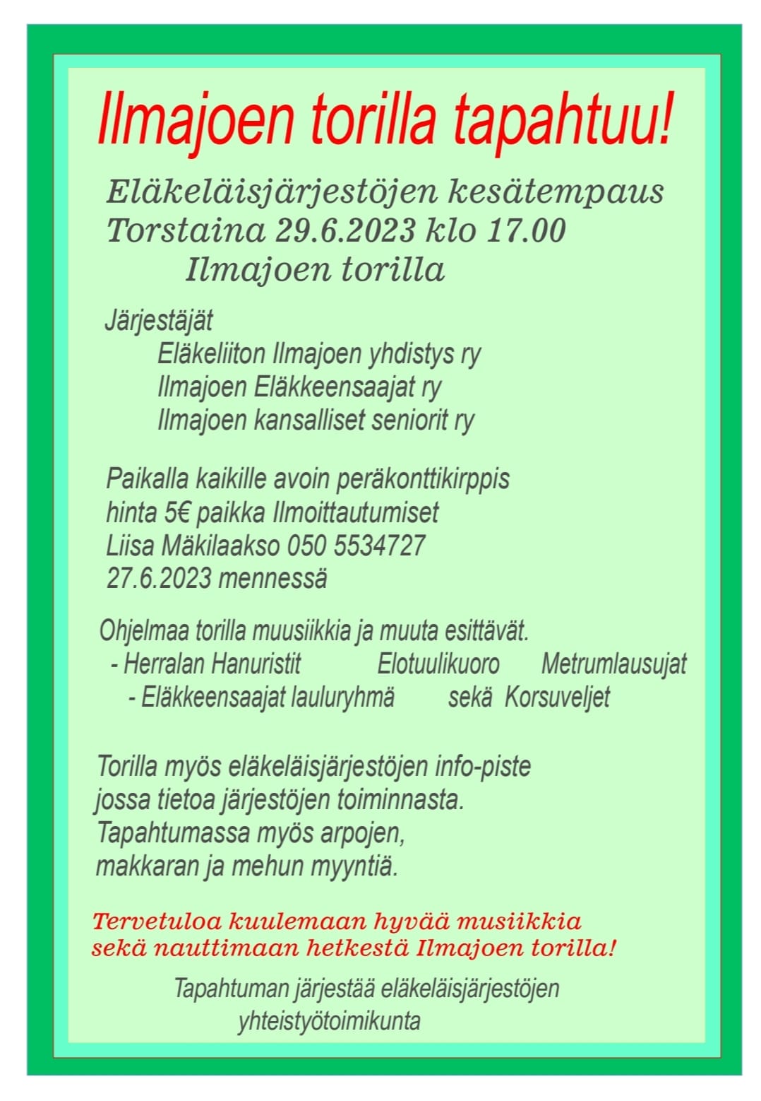 Eläkejärjestöjen toritapahtuma