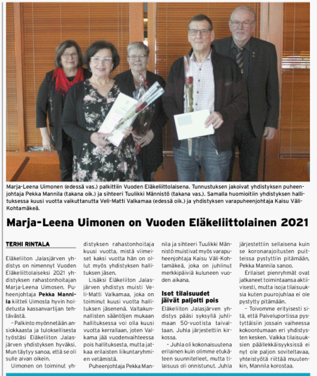 Vuoden eläkeliittolainen 