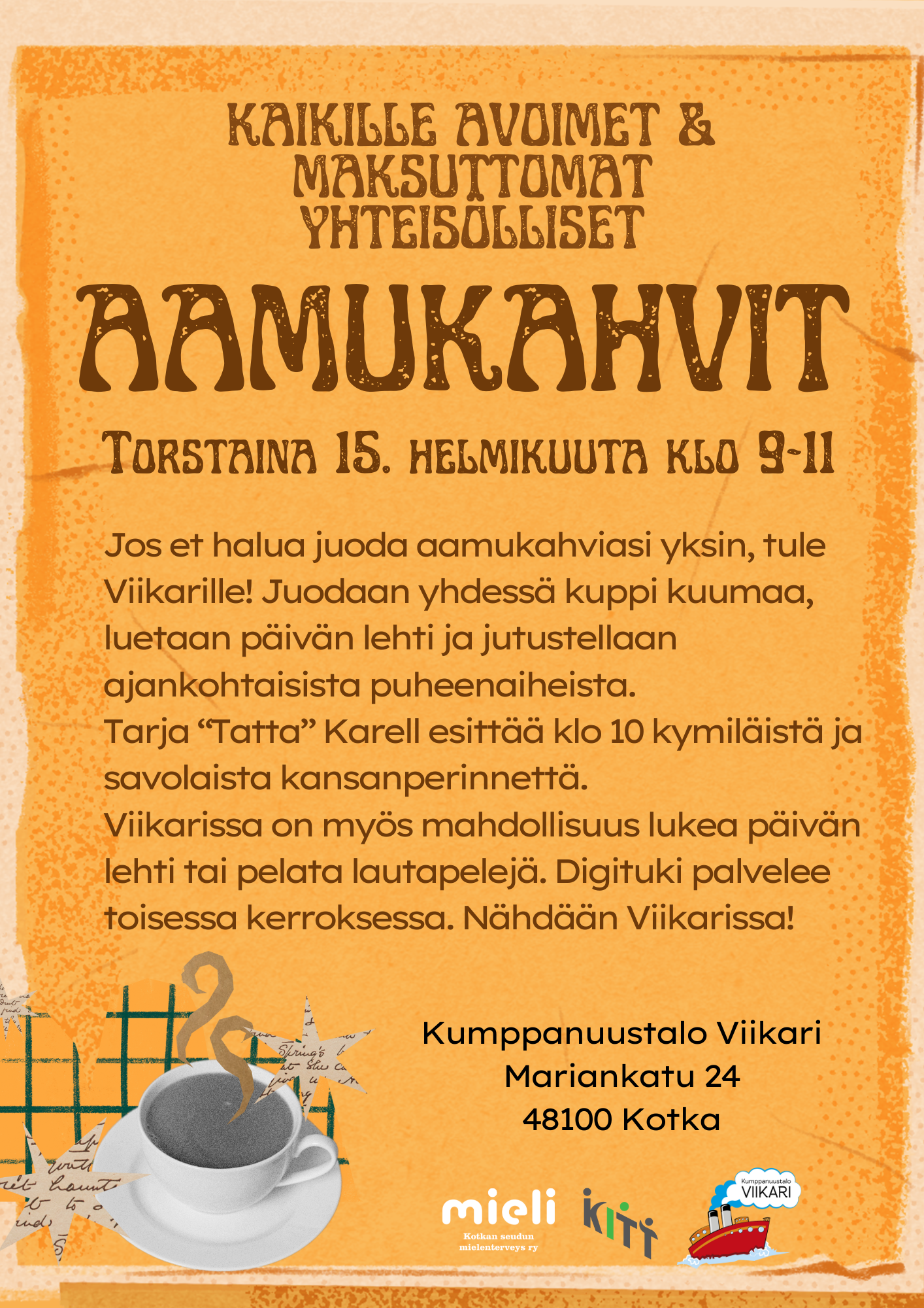 Viikarin aamukahvin juliste
