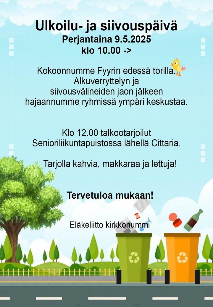 Ulkoilu- ja siivouspäivä 9.5. klo 10 alk.