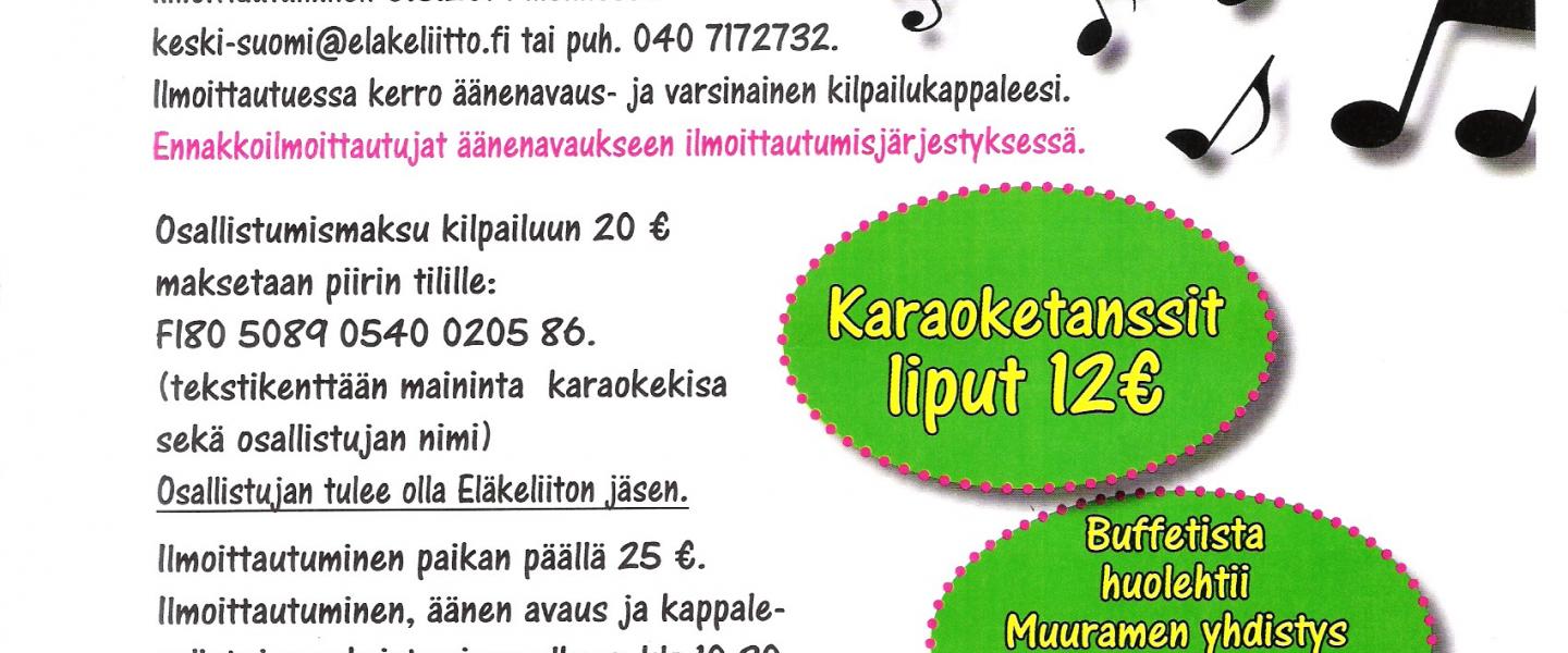 Eläkeliiton Keski-Suomen piiri järjestää: KARAOKEMESTARUUSKILPAILUT ja  PÄIVÄTANSSIT | Eläkeliitto