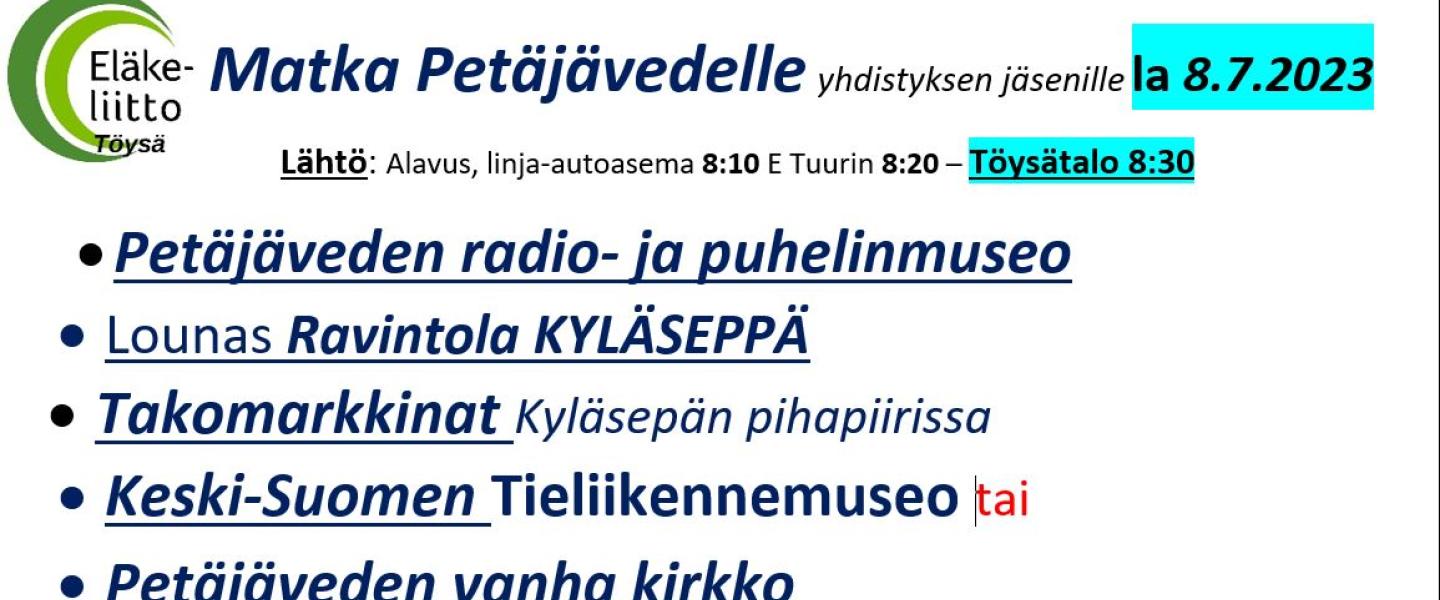 EL Töysän matka Petäjävesi 8.7.2023_Etusivu