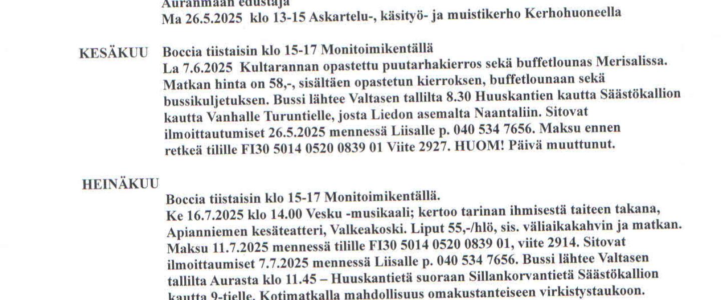 TULEVIA TAPAHTUMIA