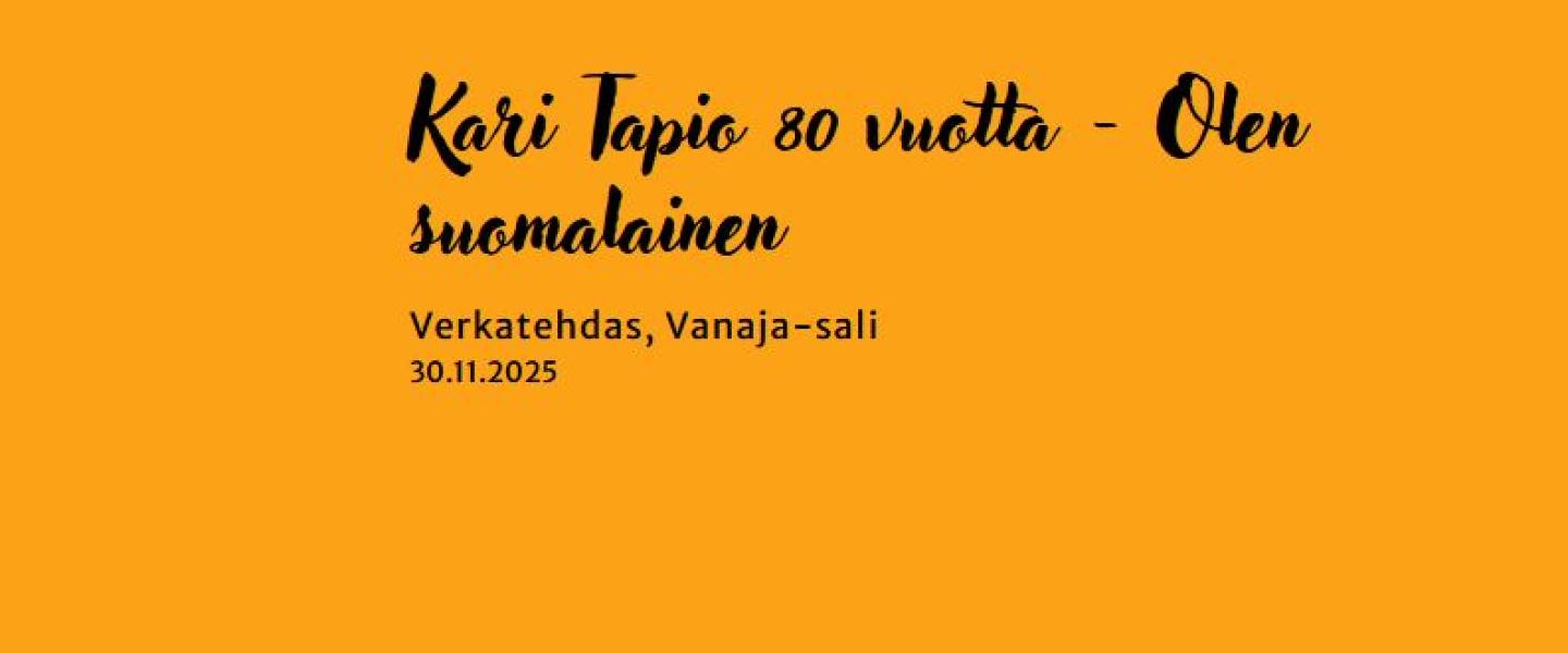 Kuvassa ilmoitus Kari Tapaion 80v juhlakonsertista